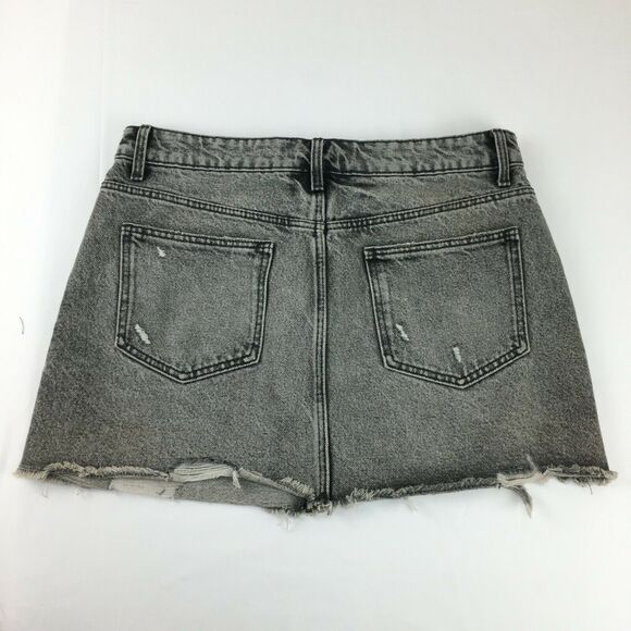 Zara Gray Mid Rise Distressed Mini Skirt Size M 28 - Picture 5 of 7